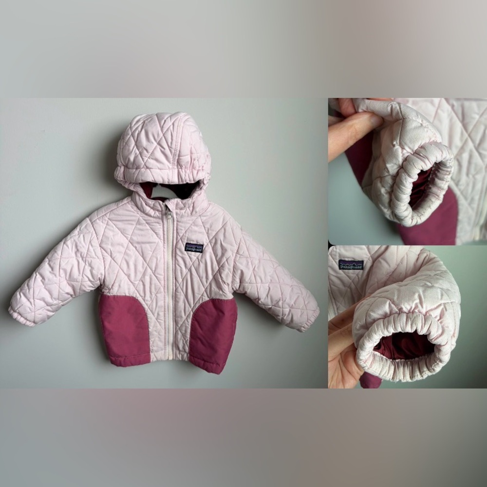 Patagonia Light Pink and Maroon Quilted Jacket